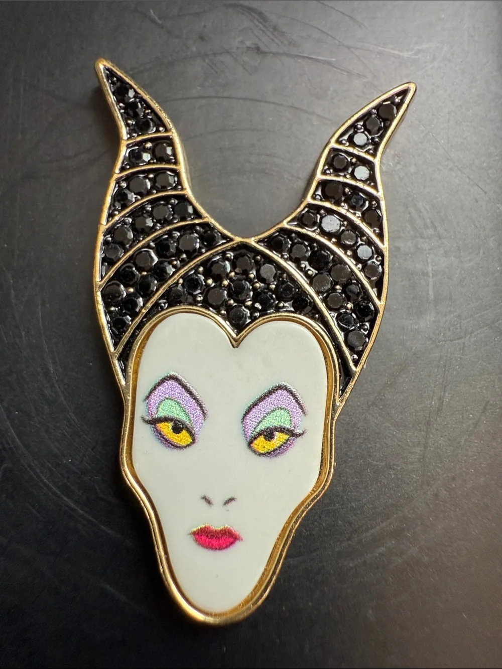 Disney Maleficent Enamel Stud Earrings - Black, Gold, White